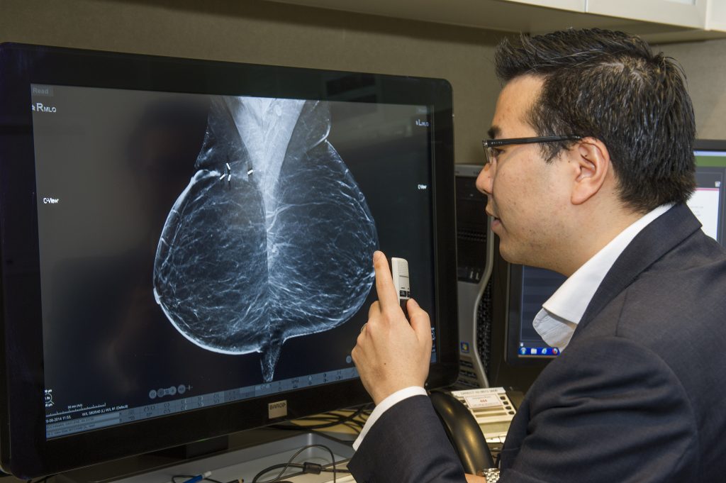 Dr Daniel Lee reporting on a mammography scan.